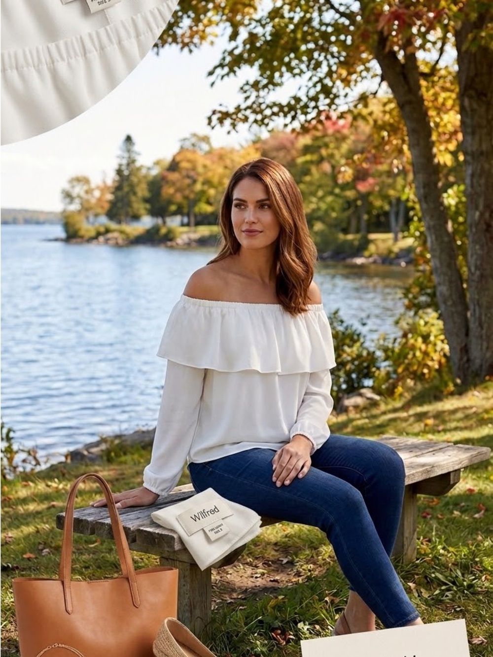 Wilfred Off-Shoulder White Ruffle Blouse - Picture 2 of 8